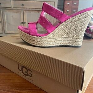 UGG Pink Espadrille Wedge Sandals